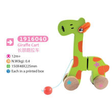 Madeira giraffe puxar e empurrar brinquedo madeira brinquedo puxar para crianças
